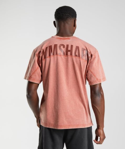 Koszulki Gymshark Power Washed Męskie Różowe | PL 652UQN